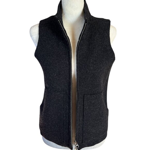 J. Crew black sleeveless mock neck zip up wool sweater vest with pockets size XS - Picture 5 of 8